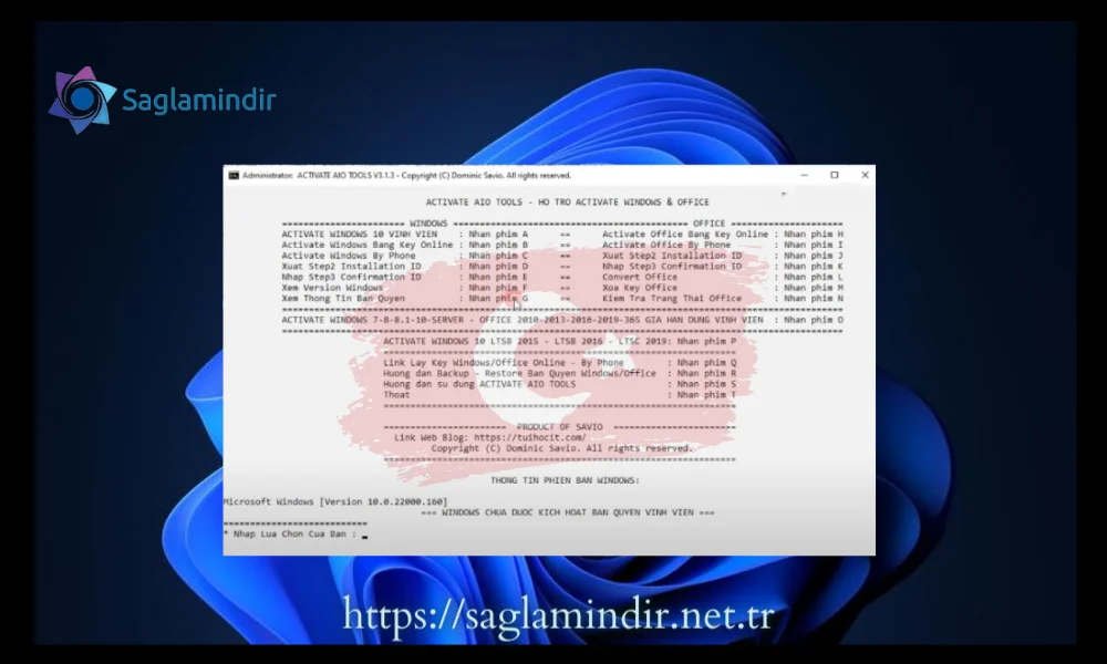 Aşağıda görünen pencere göründüğünde O tuşuna basın
