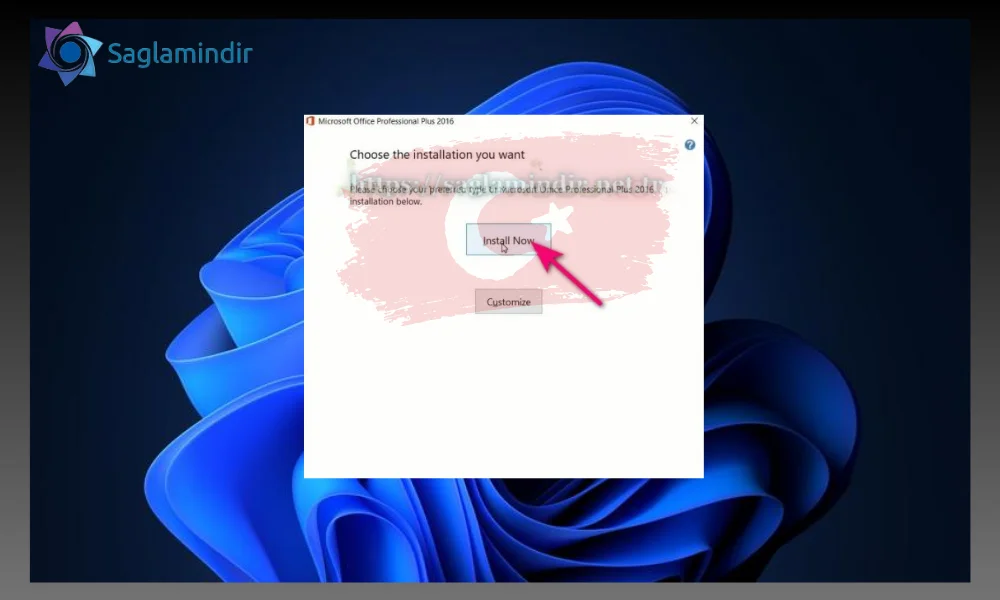 Tıklamak Install Now